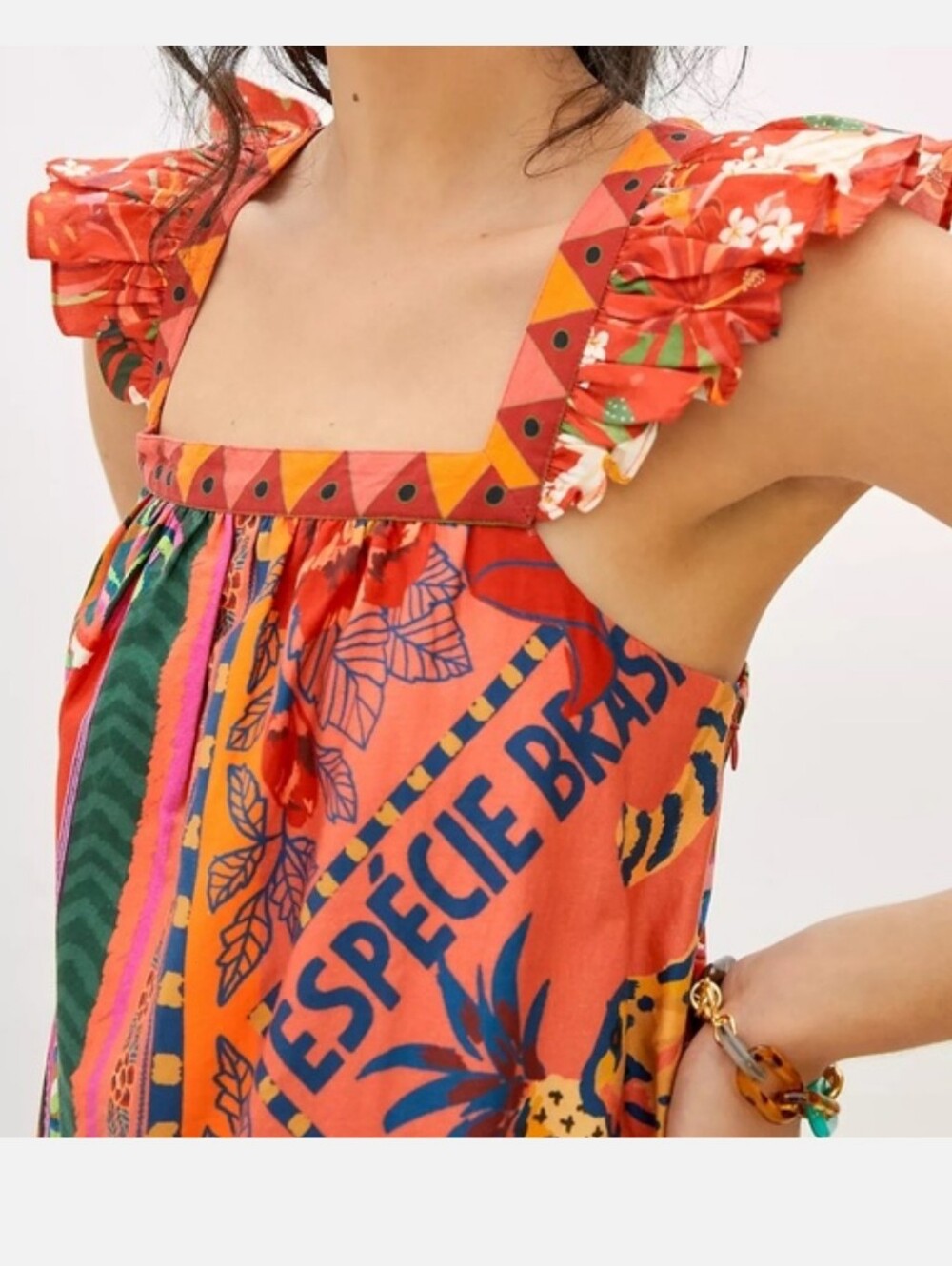 Anthropologie by Farm Rio Mosaic Ruffled Sun Midi Dress - Picture 3 of 15